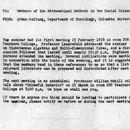 Announcements, 1958-03-05. ...