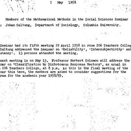 Announcements, 1958-05-07. ...