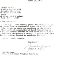 Correspondence, 1974-04-24....