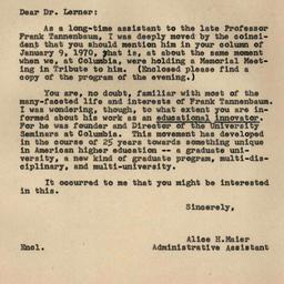Correspondence, 1970-01-16....