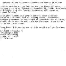 Announcements, 1984-11-21. ...