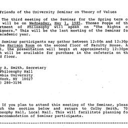 Announcements, 1985-05-08. ...