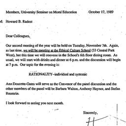 Announcements, 1989-10-17. ...