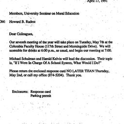 Announcements, 1991-04-17. ...