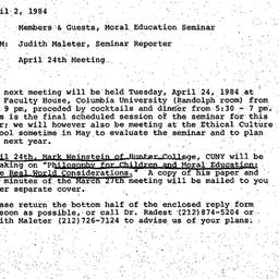 Announcements, 1984-04-02. ...