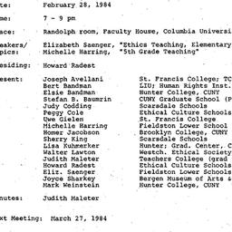 Minutes, 1984-02-28. Ethics...