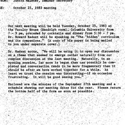 Announcements, 1983-10-07. ...