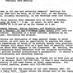 Announcements, 1984-02-09. ...
