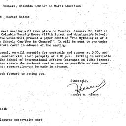 Announcements, 1987-01-06. ...