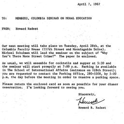 Announcements, 1987-04-07. ...