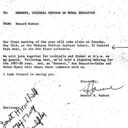 Announcements, 1987-05-11. ...