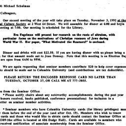 Announcements, 1992-10-15. ...