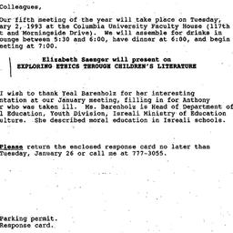 Announcements, 1993-01-13. ...