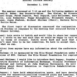 Minutes, 1992-12-01. Ethics...