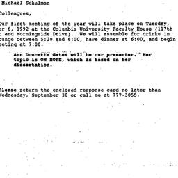Announcements, 1992-09-14. ...