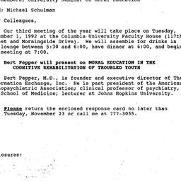 Announcements, 1992-11-11. ...