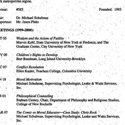 Schedules, Ethics, Moral Ed...