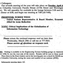 Announcements, 2000-03-07. ...