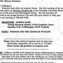 Announcements, 1999-09-15. ...