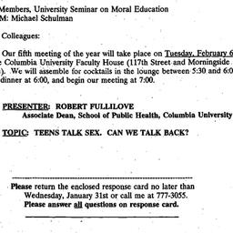Announcements, 1996-01-22. ...