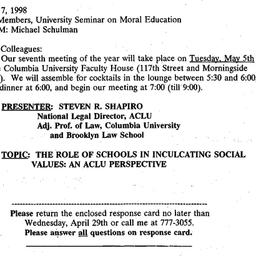 Announcements, 1998-04-07. ...
