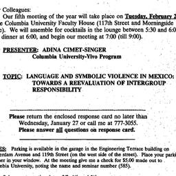 Announcements, 1999-01-10. ...