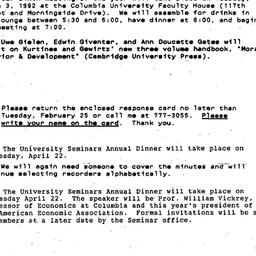 Announcements, 1992-02-13. ...