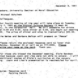 Announcements, 1991-12-09. ...