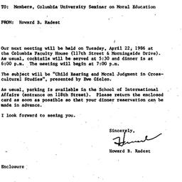 Announcements, 1986-04-07. ...