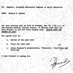 Announcements, 1986-04-29. ...