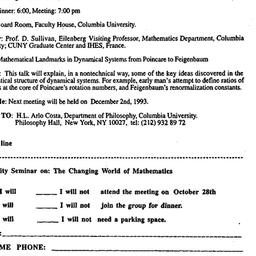 Announcements, 1993-10-28. ...