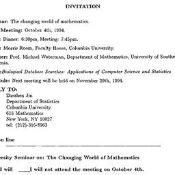 Announcements, 1994-10-04. ...