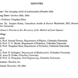 Minutes, 1996-10-30. The Ch...