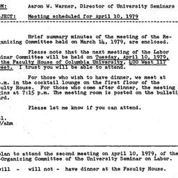 Announcements, 1979-03-21. ...