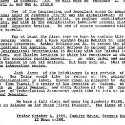 Announcements, 1989-09-28. ...