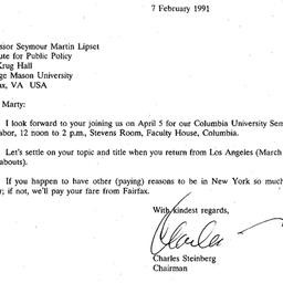 Correspondence, 1991-02-07....