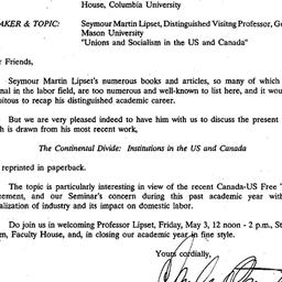 Announcements, 1991-05-03. ...