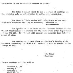 Announcements, 1963-11-08. ...