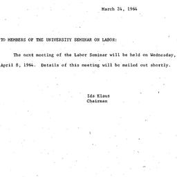 Announcements, 1964-03-24. ...