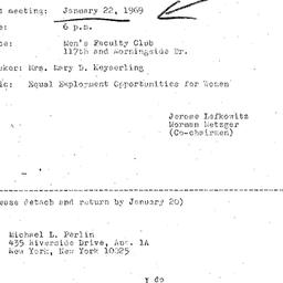 Announcements, 1969-01-22. ...