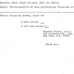 Announcements, 1969-04-16. ...