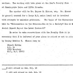 Announcements, 1973-10-10. ...
