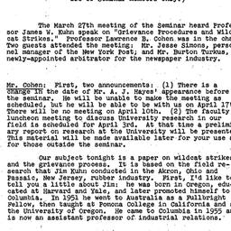 Minutes, 1957-03-27. Labor,...