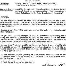 Announcements, 1987-05-01. ...