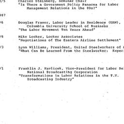 Schedules, Labor, seminar 4...