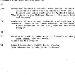 Schedules, Labor, seminar 4...