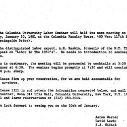 Announcements, 1981-01-06. ...