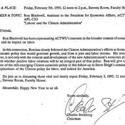 Announcements, 1993-01-12. ...