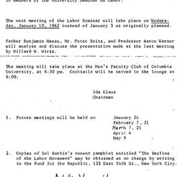 Announcements, 1961-12-28. ...