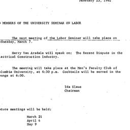 Announcements, 1962-02-23. ...